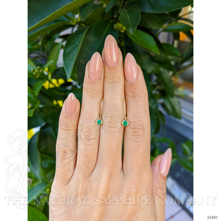 0.23 Ct.Tw. Emerald Bezel Earrings, 14K Yellow Gold