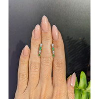 0.10 Ct.Tw. Emerald Natural Diamond Hoops Earrings, 14K Yellow Gold Life Style