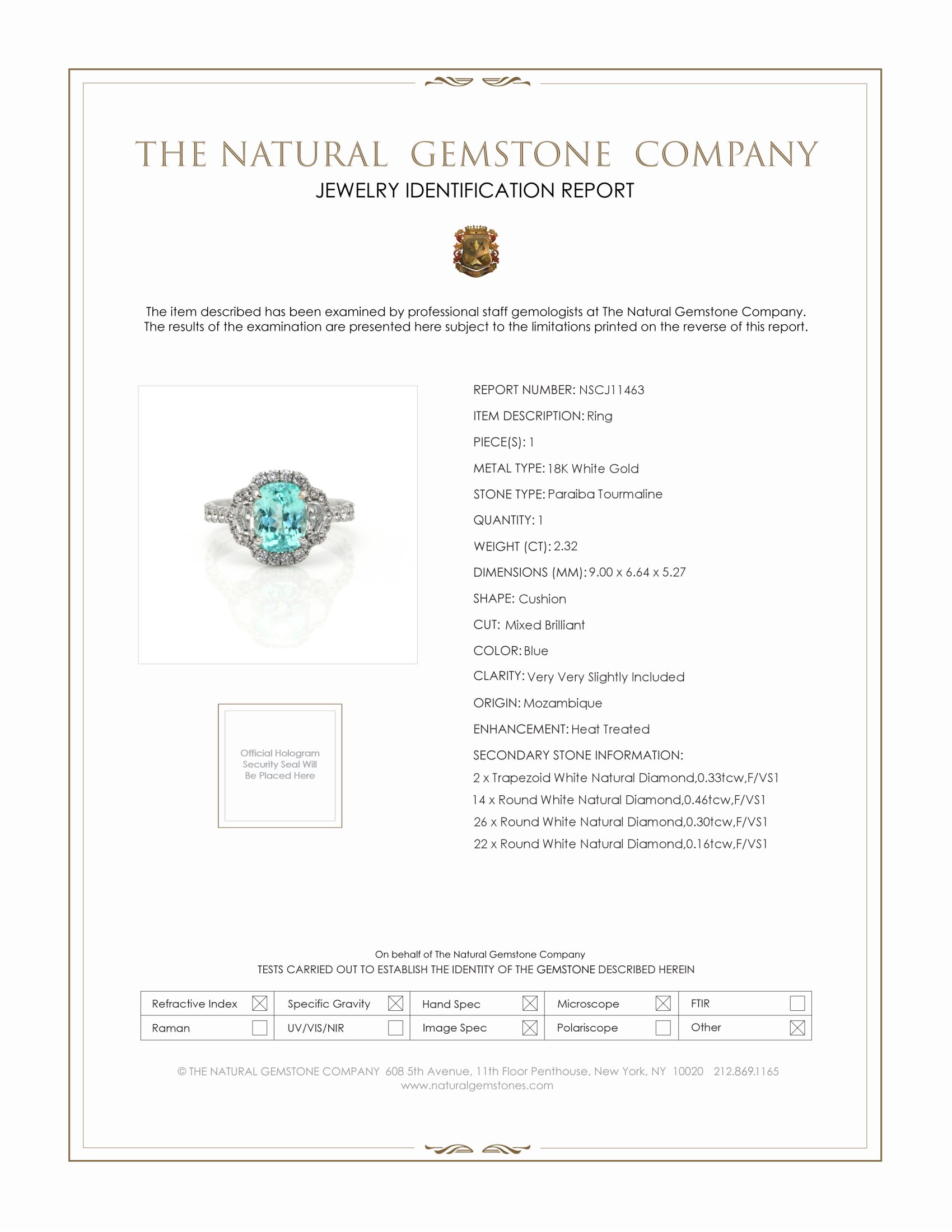 2.32 Ct. Paraiba Tourmaline Natural Diamond Pave Ring, 18K White Gold