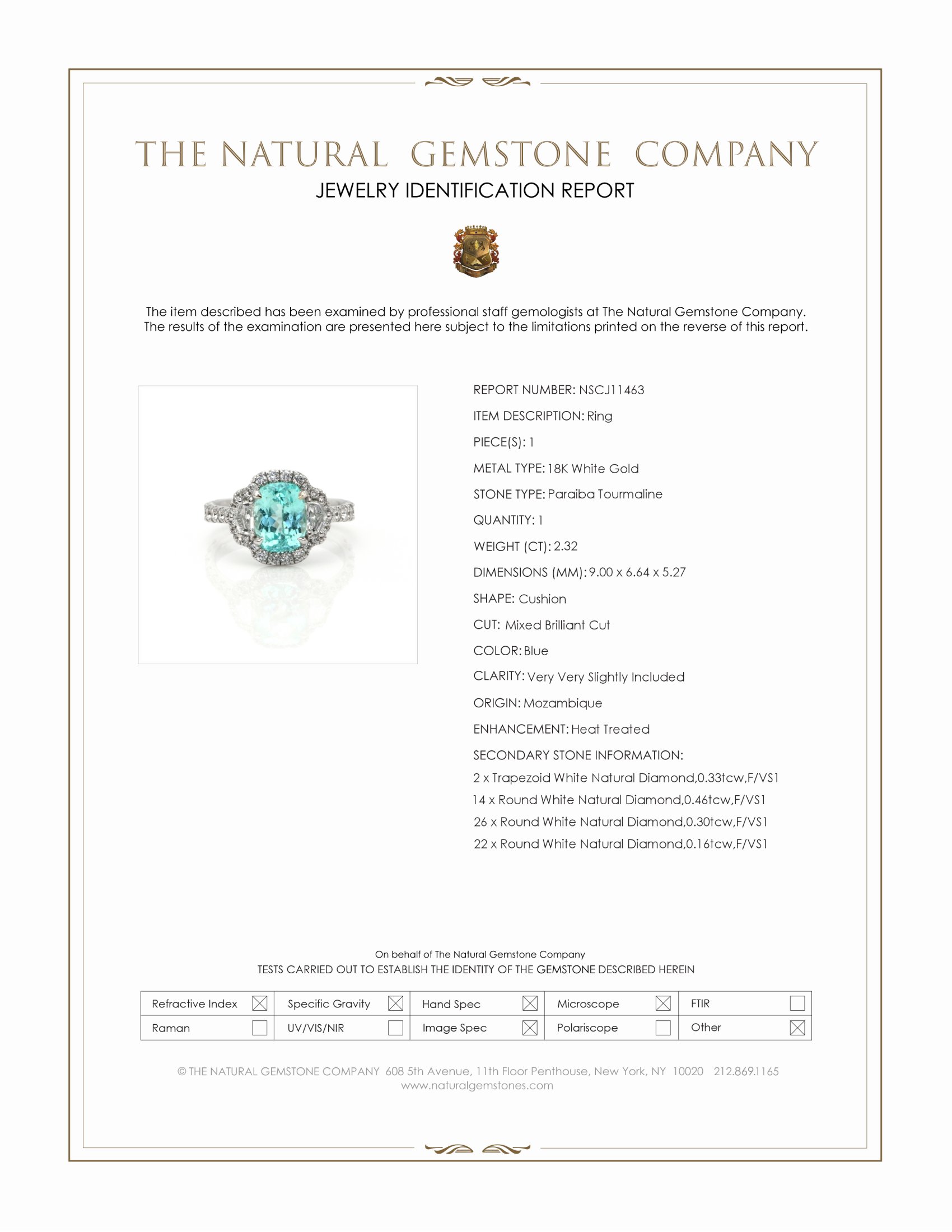 2.32 Ct. Blue Paraiba Tourmaline and Natural Diamond Pave Ring, 18K White Gold