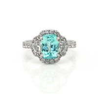 2.32 Ct. Paraiba Tourmaline Natural Diamond Pave Ring, 18K White Gold Video