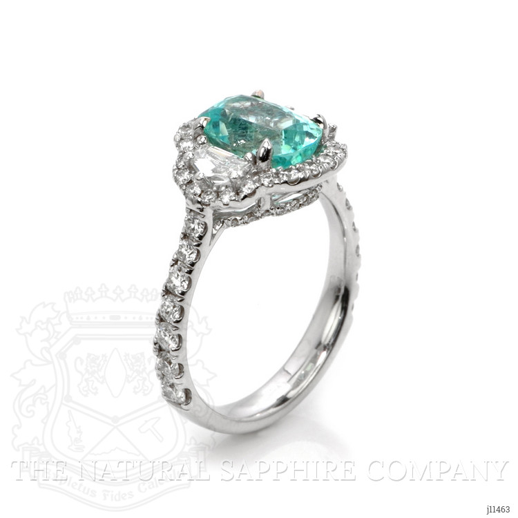2.32 Ct. Paraiba Tourmaline Natural Diamond Pave Ring, 18K White Gold