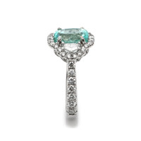 2.32 Ct. Paraiba Tourmaline Natural Diamond Pave Ring, 18K White Gold Image
