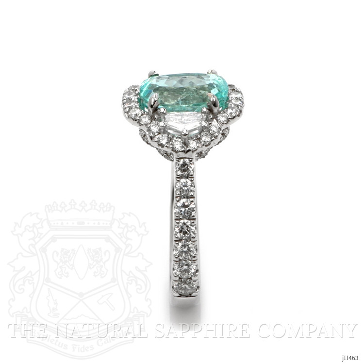 2.32 Ct. Paraiba Tourmaline Natural Diamond Pave Ring, 18K White Gold