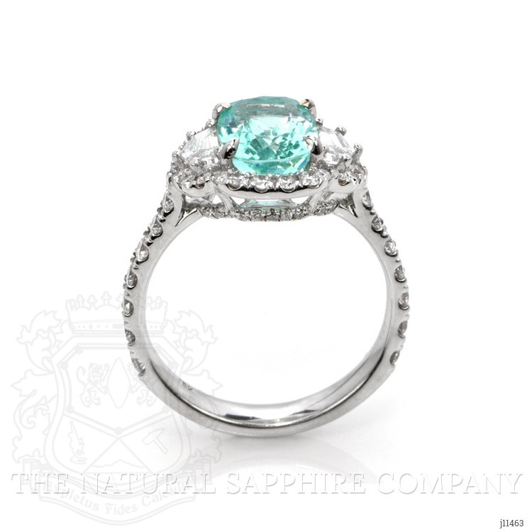 2.32 Ct. Paraiba Tourmaline Natural Diamond Pave Ring, 18K White Gold