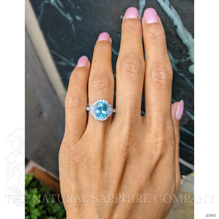 2.32 Ct. Paraiba Tourmaline Natural Diamond Pave Ring, 18K White Gold