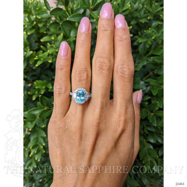 2.32 Ct. Paraiba Tourmaline Natural Diamond Pave Ring, 18K White Gold