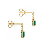 1.11 Ct.Tw. Emerald Natural Diamond Studs Earrings, 14K Yellow Gold Image