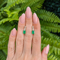 1.11 Ct.Tw. Emerald Natural Diamond Studs Earrings, 14K Yellow Gold Life Style