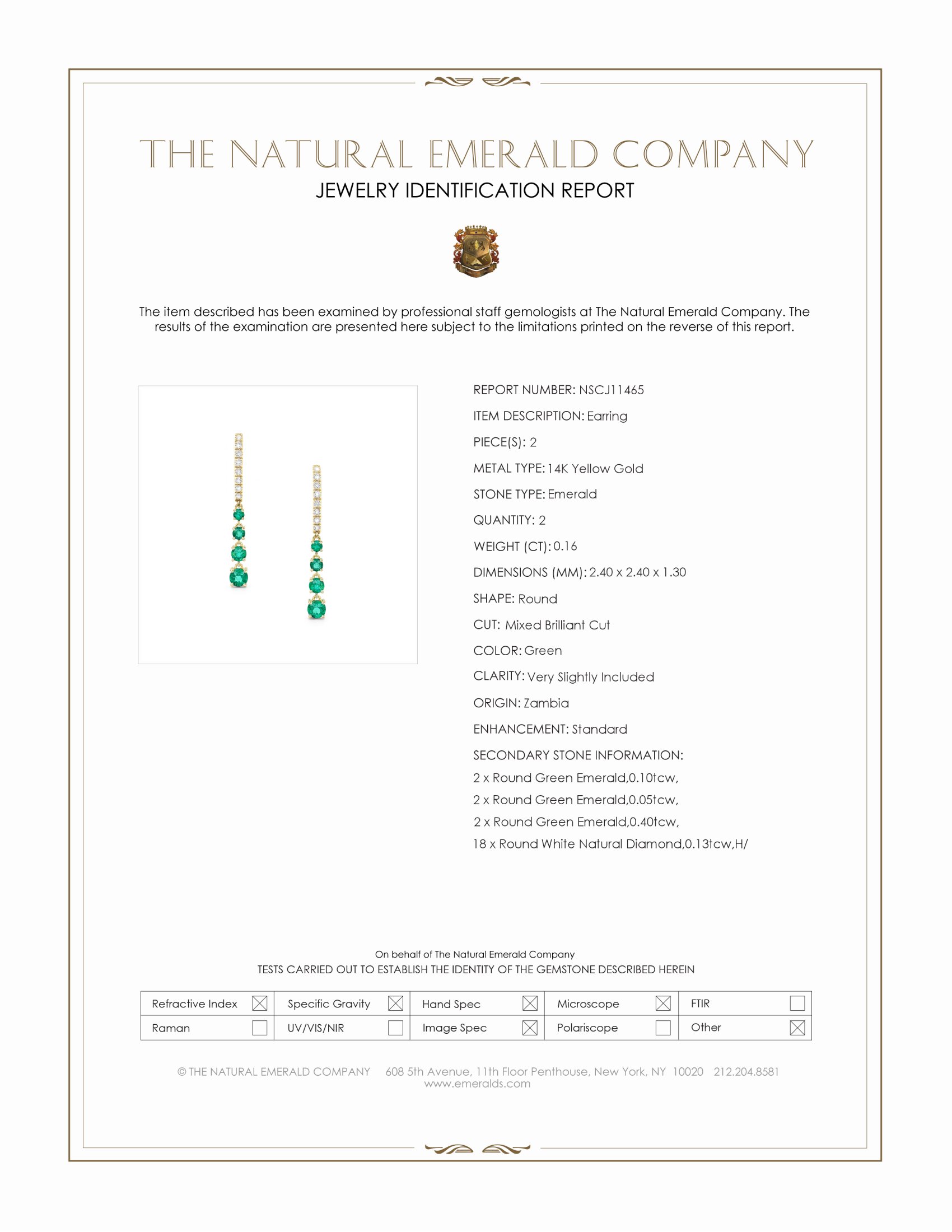 0.16 Ct.Tw. Emerald and Natural Diamond Pave Earrings, 14K Yellow Gold
