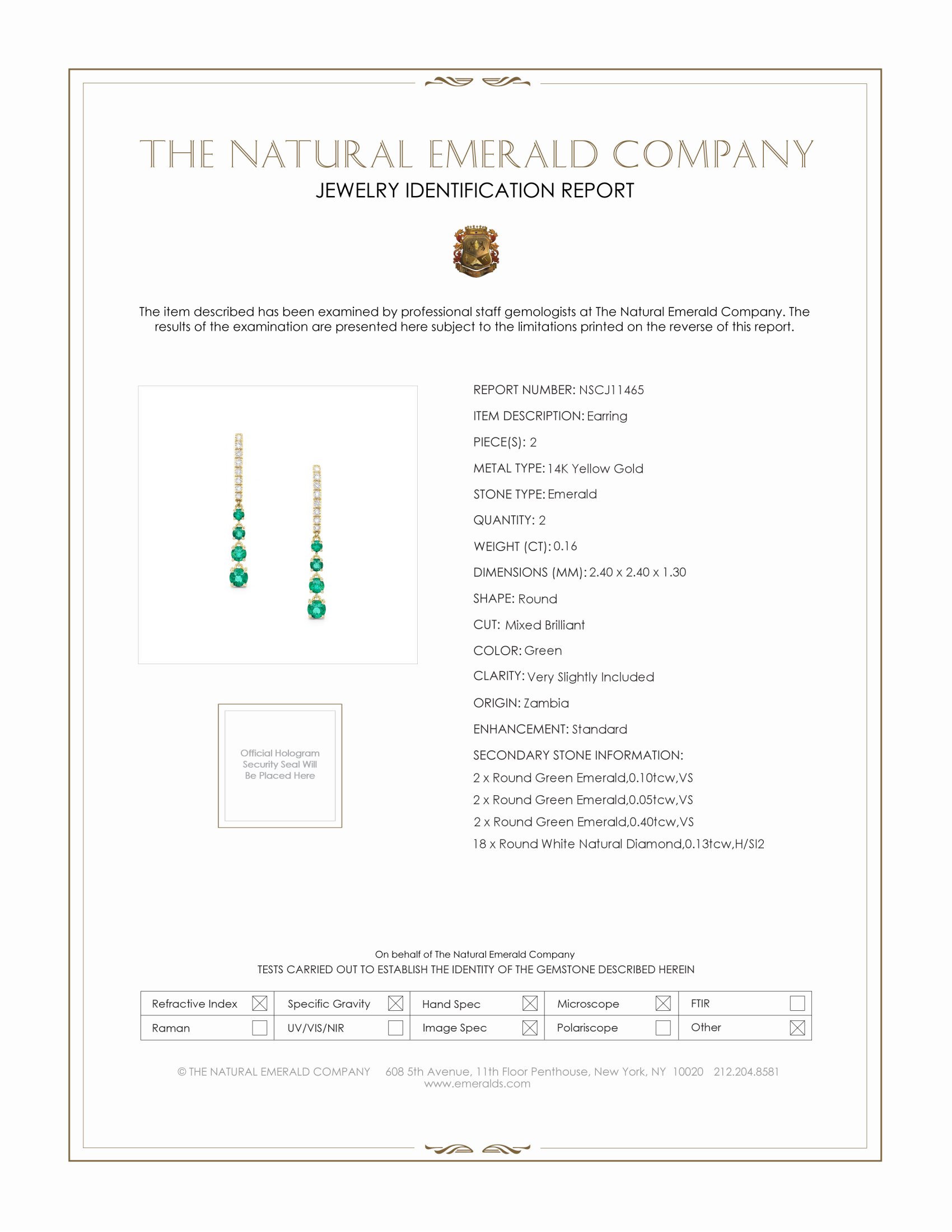 0.16 Ct.Tw. Emerald Emerald Pave Earrings, 14K Yellow Gold