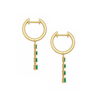 0.16 Ct.Tw. Emerald Emerald Pave Earrings, 14K Yellow Gold Image