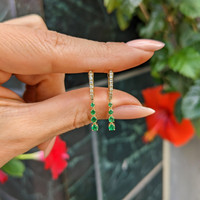 0.16 Ct.Tw. Emerald Emerald Pave Earrings, 14K Yellow Gold Life Style