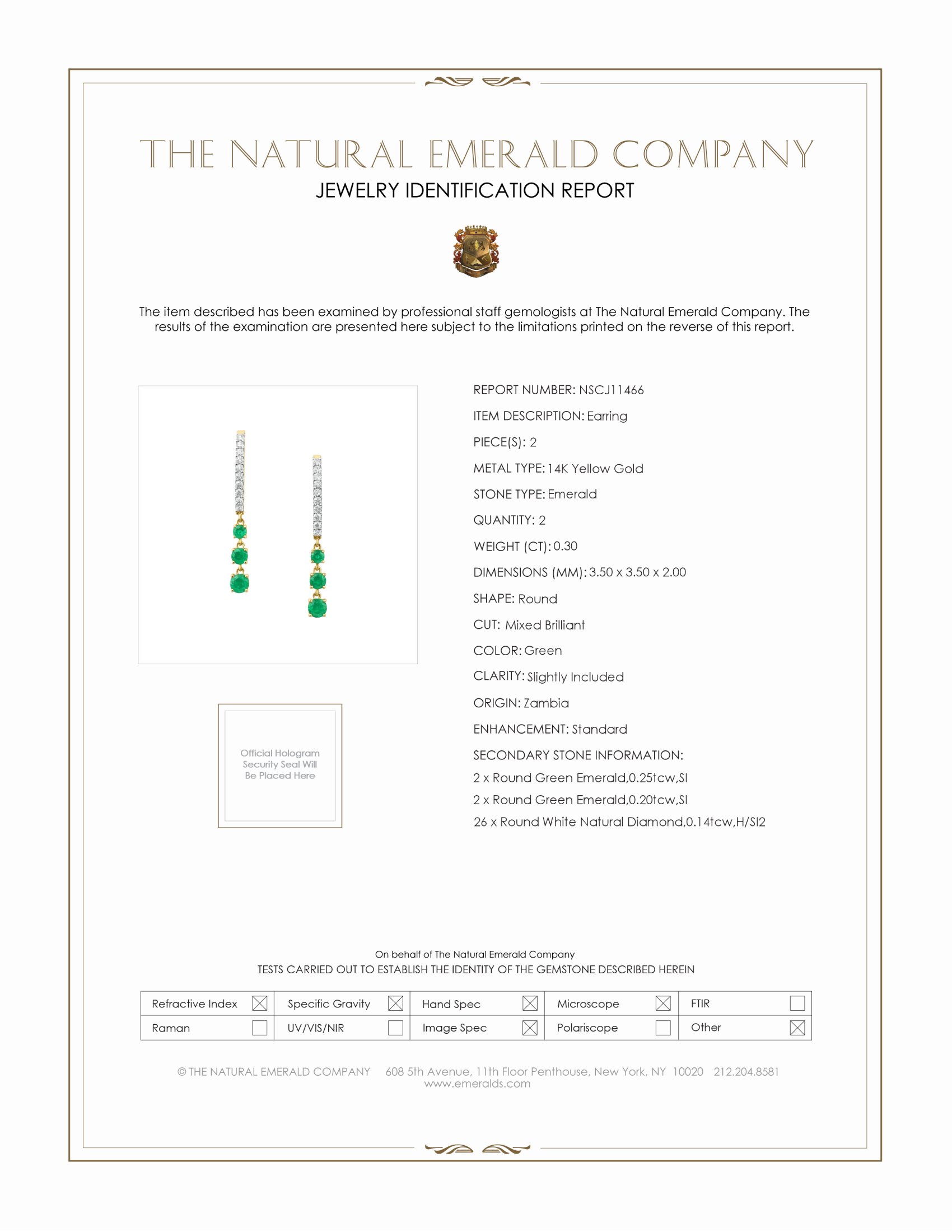 0.30 Ct.Tw. Emerald Emerald Pave Earrings, 14K Yellow Gold