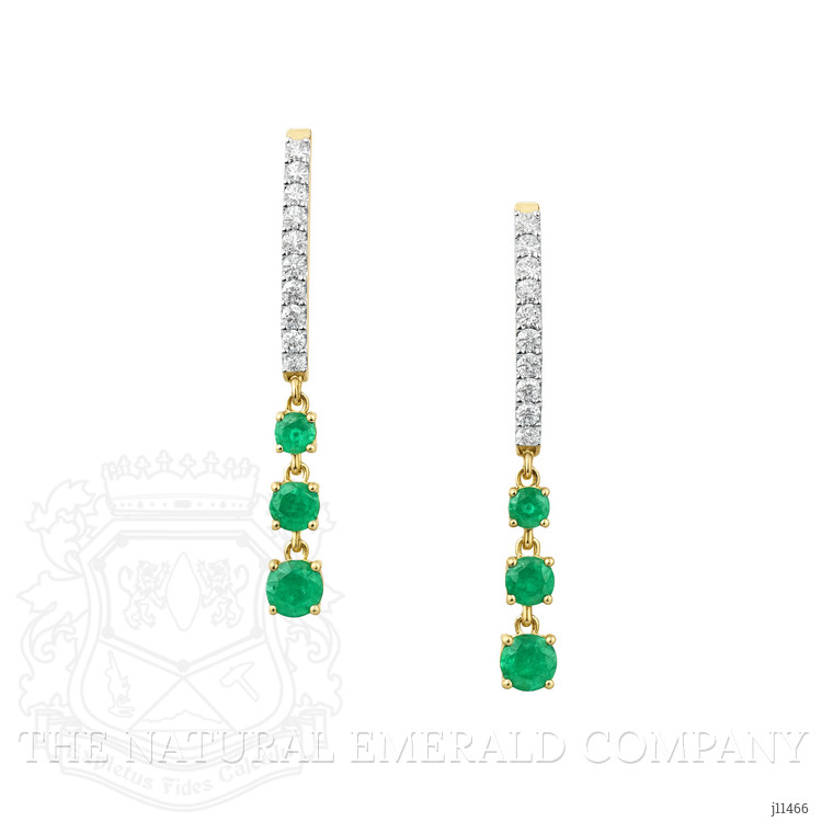 0.30 Ct.Tw. Emerald Emerald Pave Earrings, 14K Yellow Gold