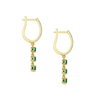 0.30 Ct.Tw. Emerald Emerald Pave Earrings, 14K Yellow Gold Image