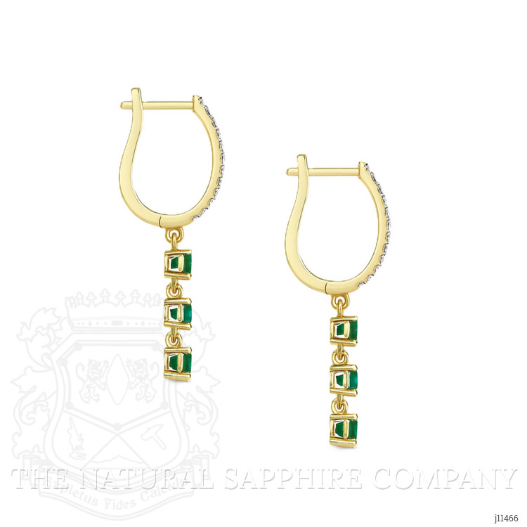 0.30 Ct.Tw. Emerald Emerald Pave Earrings, 14K Yellow Gold