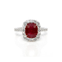 2.24 Ct. Ruby Natural Diamond Pave Ring, 18K White Gold Video