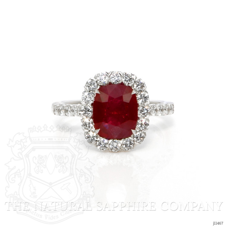 2.24 Ct. Ruby Natural Diamond Pave Ring, 18K White Gold