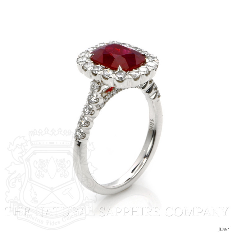 2.24 Ct. Ruby Natural Diamond Pave Ring, 18K White Gold