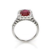 2.24 Ct. Ruby Natural Diamond Pave Ring, 18K White Gold Image