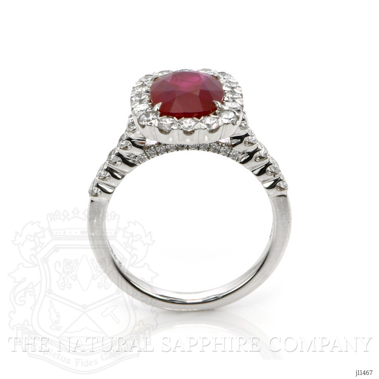 2.24 Ct. Ruby Natural Diamond Pave Ring, 18K White Gold