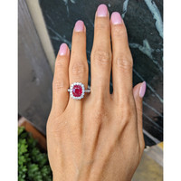 2.24 Ct. Ruby Natural Diamond Pave Ring, 18K White Gold Life Style