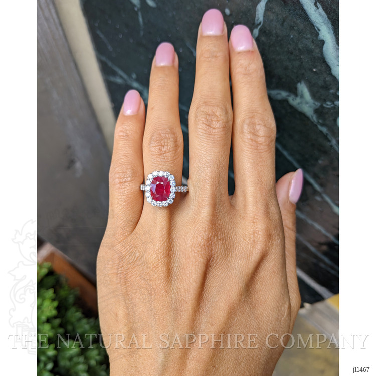 2.24 Ct. Ruby Natural Diamond Pave Ring, 18K White Gold