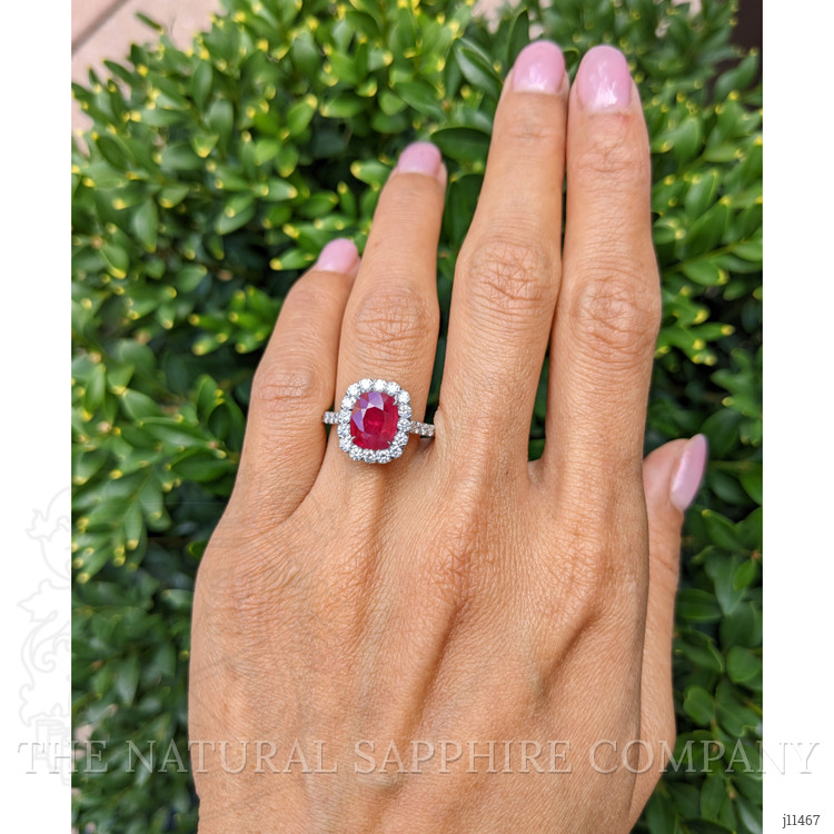 2.24 Ct. Ruby Natural Diamond Pave Ring, 18K White Gold
