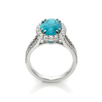 4.09 Ct. Paraiba Tourmaline Natural Diamond Pave Ring, 18K White Gold Image