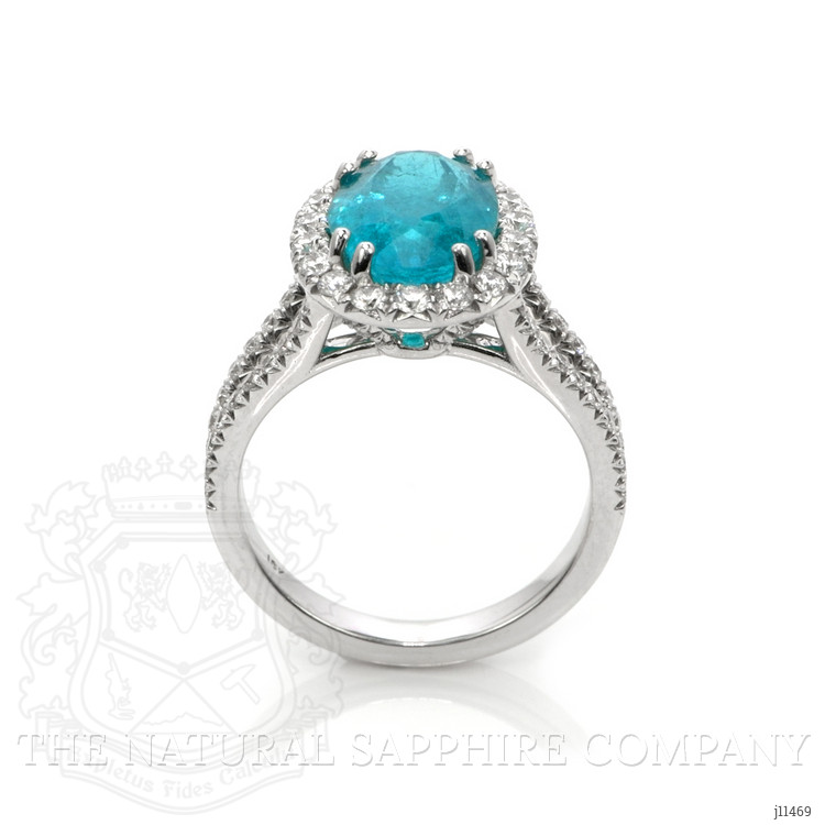 4.09 Ct. Paraiba Tourmaline Natural Diamond Pave Ring, 18K White Gold