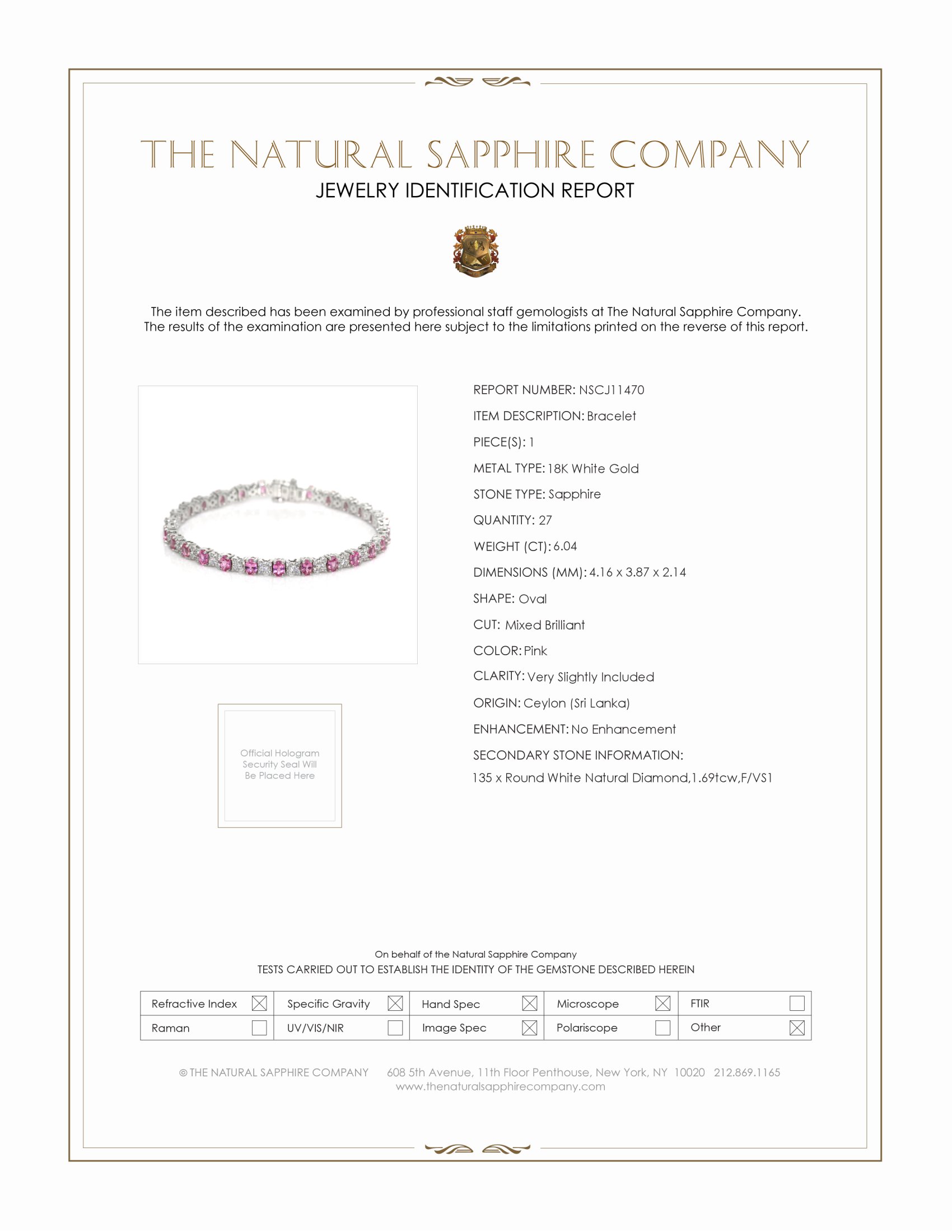 6.04 Ct.Tw. Pink Sapphire and Natural Diamond Pave Bracelet, 18K White Gold