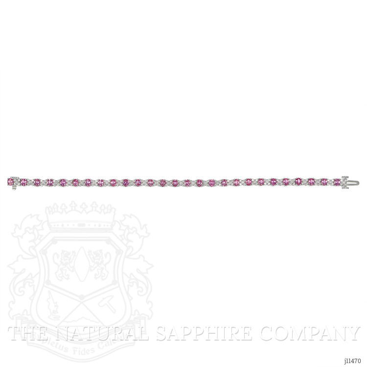 6.04 Ct.Tw. Pink Sapphire and Natural Diamond Pave Bracelet, 18K White Gold