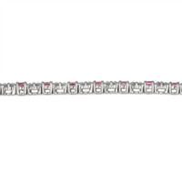 6.04 Ct.Tw. Pink Sapphire and Natural Diamond Pave Bracelet, 18K White Gold Image