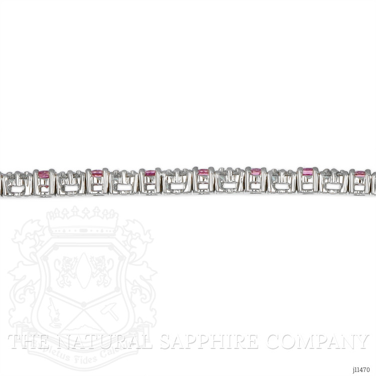 6.04 Ct.Tw. Pink Sapphire and Natural Diamond Pave Bracelet, 18K White Gold