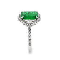 3.51 Ct. Emerald Natural Diamond Pave Ring, 18K White Gold Image