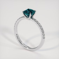 1.37 Ct. Greenish Blue Sapphire and Natural Diamond Pave Ring, Platinum 950 Image