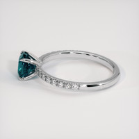 1.37 Ct. Greenish Blue Sapphire and Natural Diamond Pave Ring, Platinum 950 Image
