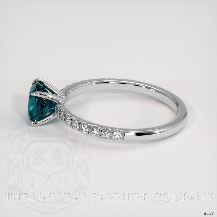 1.37 Ct. Greenish Blue Sapphire and Natural Diamond Pave Ring, Platinum 950