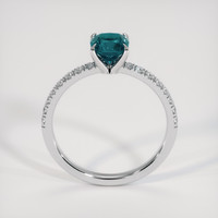 1.37 Ct. Greenish Blue Sapphire and Natural Diamond Pave Ring, Platinum 950 Image