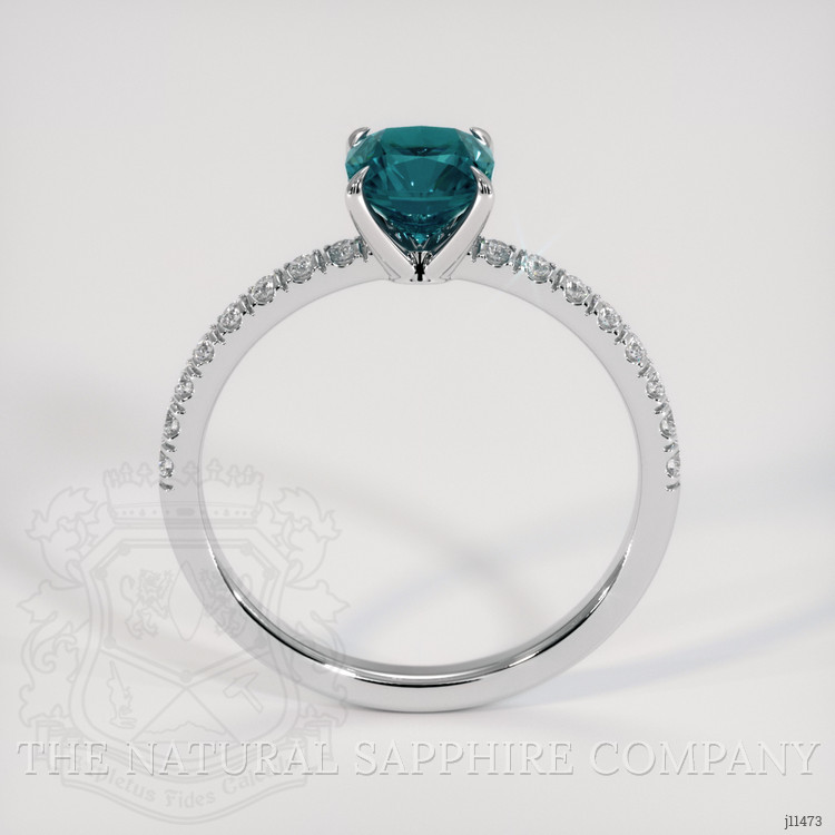 1.37 Ct. Greenish Blue Sapphire and Natural Diamond Pave Ring, Platinum 950