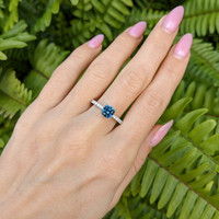 1.37 Ct. Greenish Blue Sapphire and Natural Diamond Pave Ring, Platinum 950 Life Style