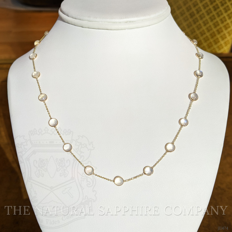 10.05 Ct. Moonstone Bezel Necklace, 14K Yellow Gold