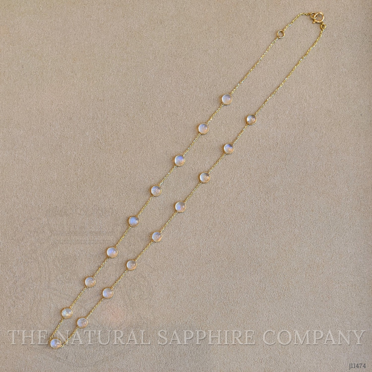 10.05 Ct. Moonstone Bezel Necklace, 14K Yellow Gold