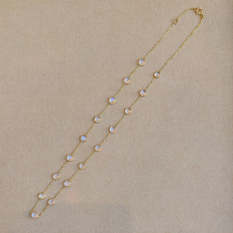 10.05 Ct. Moonstone Bezel Necklace, 14K Yellow Gold