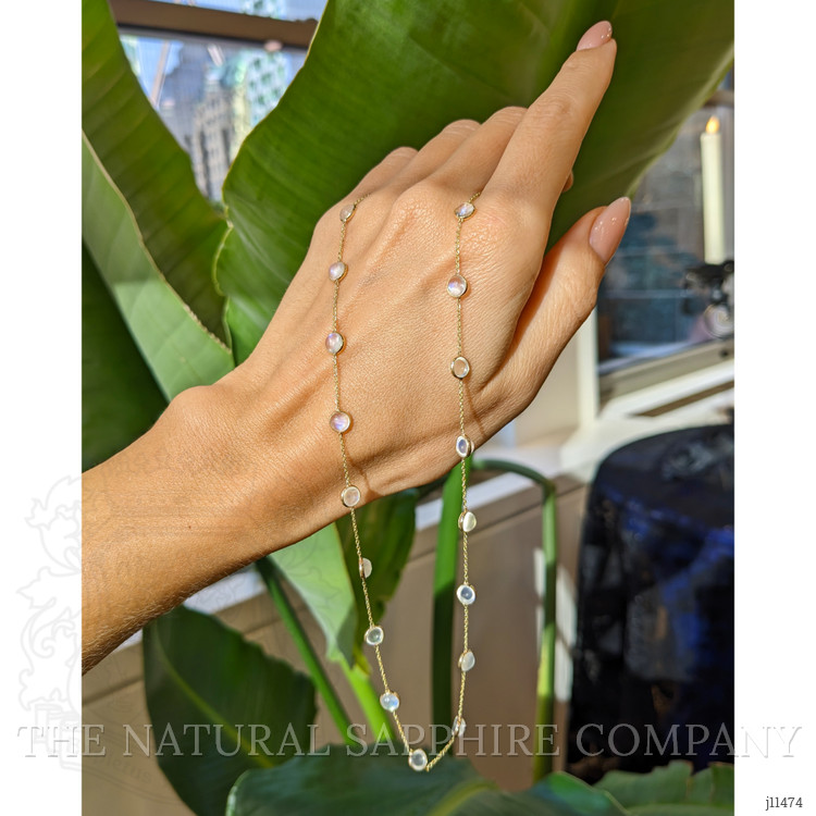 10.05 Ct. Moonstone Bezel Necklace, 14K Yellow Gold