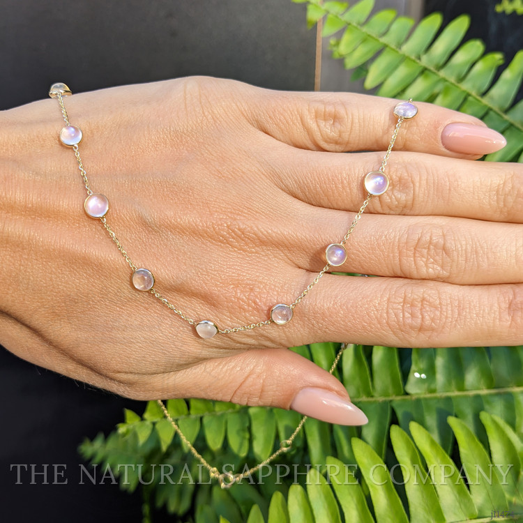 10.05 Ct. Moonstone Bezel Necklace, 14K Yellow Gold