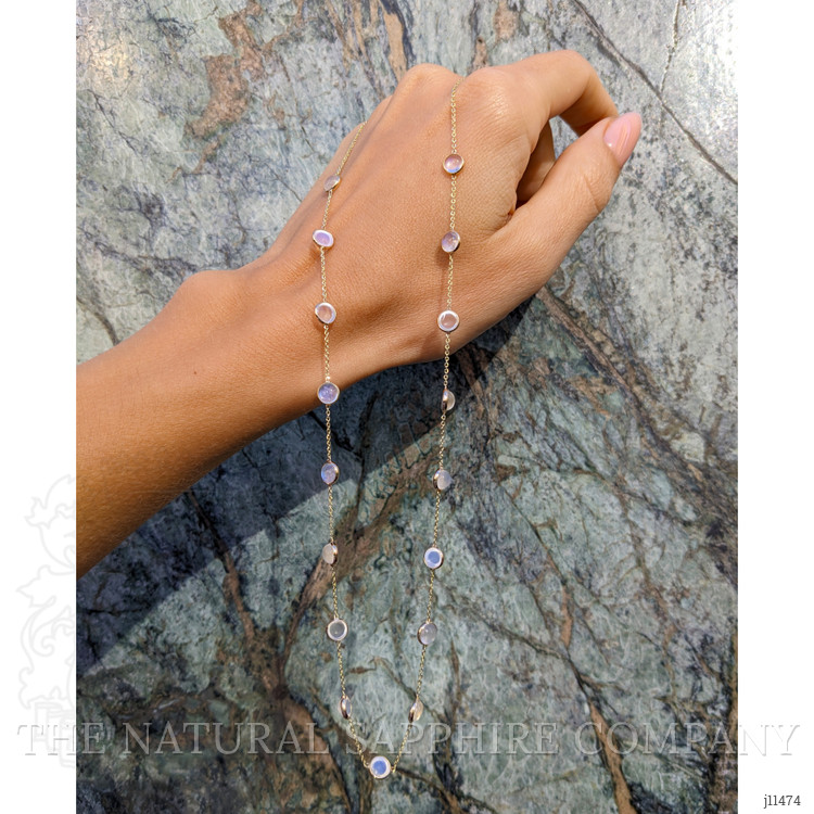 10.05 Ct. Moonstone Bezel Necklace, 14K Yellow Gold