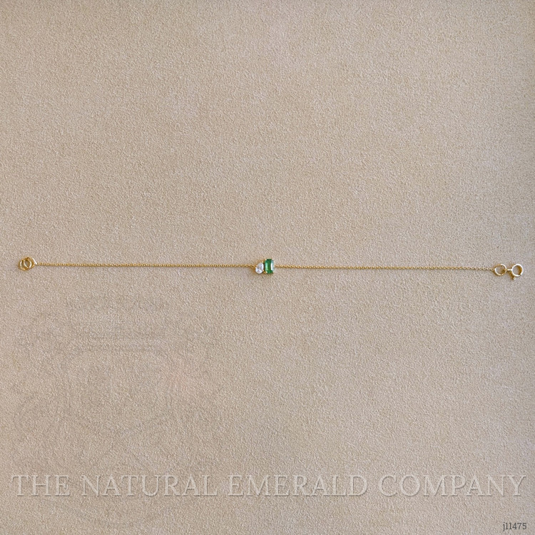 0.45 Ct.Tw. Emerald Accent Stones Bracelet, 14K Yellow Gold