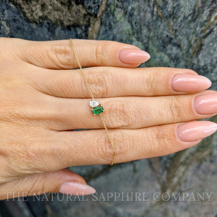 0.45 Ct.Tw. Emerald Accent Stones Bracelet, 14K Yellow Gold